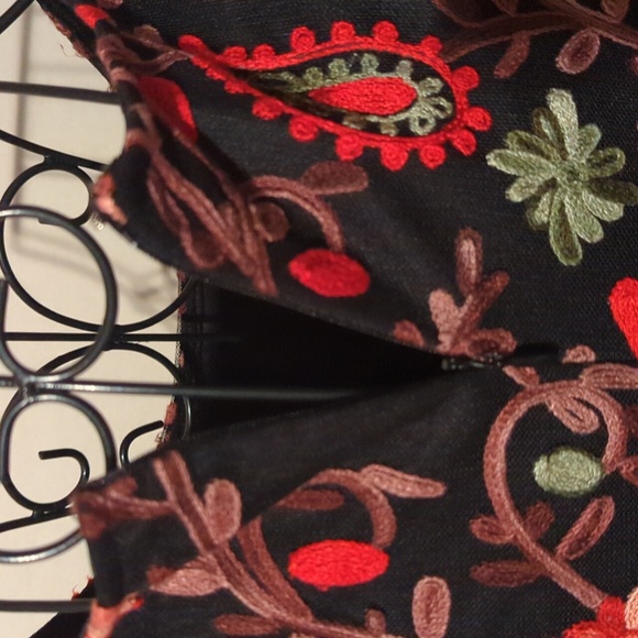 Wesleerose Floral Dress Mesh Embroidery Bell Long Sleeves Black Multi Size 12 - Picture 9 of 12